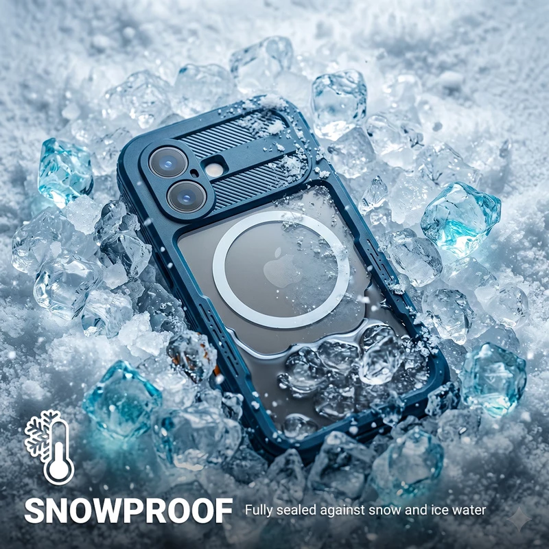 Crong Seal Cover capa impermeável IP68 para iPhone 16 Pro (Marine)