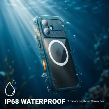 Crong Seal Cover capa impermeável IP68 para Apple iPhone 17 Pro (azul-marinho)