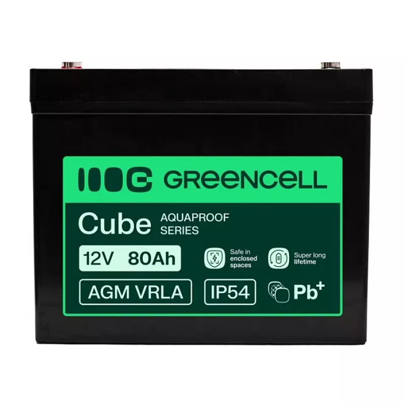GREEN CELL Greencell AGM VRLA 12V 80Ah Bateria sem manutenção para UPS, balanças, autocaravanas (260x168x216mm)