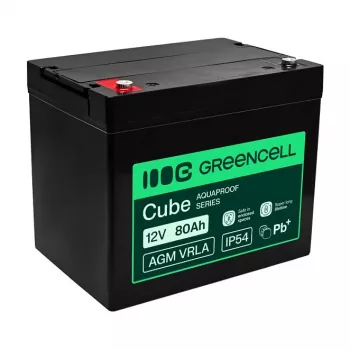 GREEN CELL Greencell AGM VRLA 12V 80Ah Bateria sem manutenção para UPS, balanças, autocaravanas (260x168x216mm)
