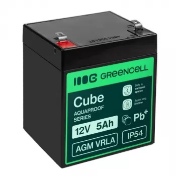 Greencell AGM VRLA 12V 5Ah Bateria para caixa registadora, brinquedo, câmara (91x70x102mm)