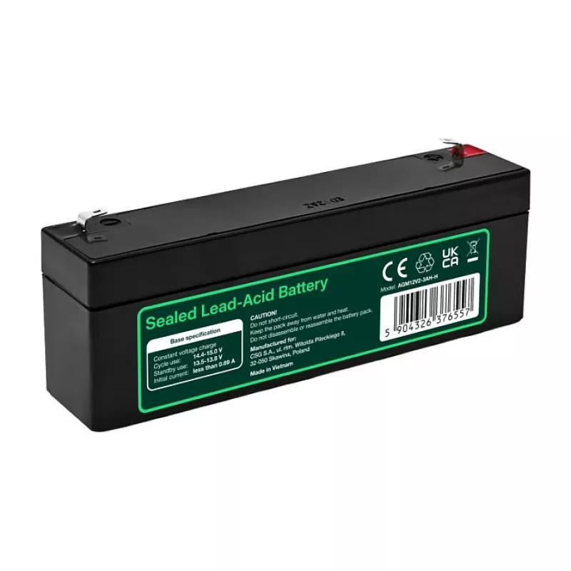 Greencell AGM VRLA 12V 2,5Ah Bateria sem manutenção para caixas registadoras, brinquedo (178x36x66mm)