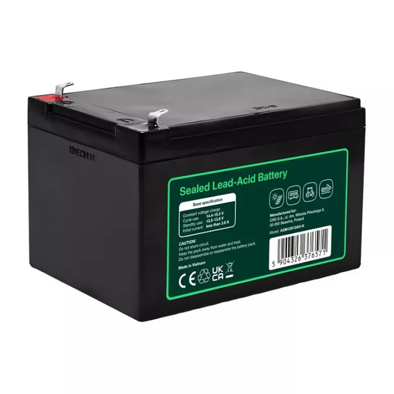 Greencell AGM VRLA 12V 12Ah Bateria sem manutenção para caixas registadoras, brinquedo, câmaras (151x98,5x95mm)