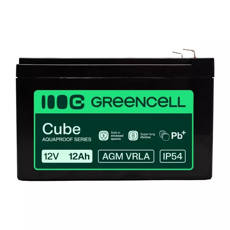 Greencell AGM VRLA 12V 12Ah Bateria sem manutenção para caixas registadoras, brinquedo, câmaras (151x98,5x95mm)