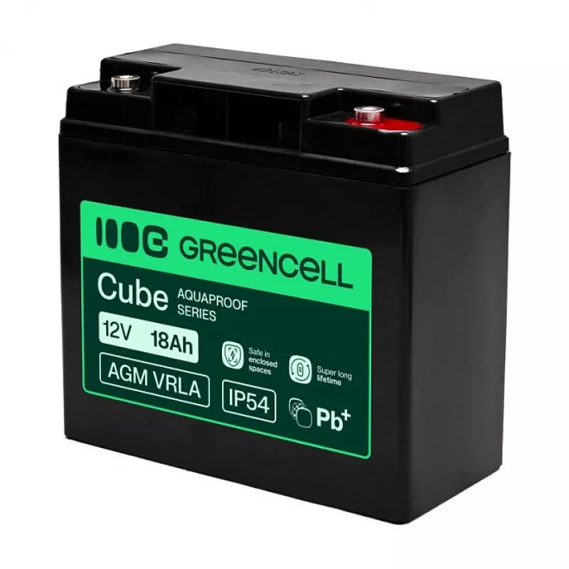 Greencell AGM VRLA 12V 18Ah Bateria sem manutenção para caixas registadoras, brinquedo, câmaras (181x77x167mm)