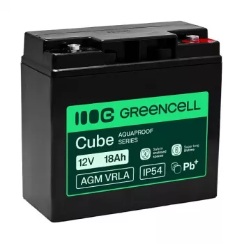Greencell AGM VRLA 12V 18Ah Bateria sem manutenção para caixas registadoras, brinquedo, câmaras (181x77x167mm)