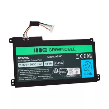 Green Cell Bateria para ASUS C31N1912 / B31N1912, 3 células, 42Wh, 11,55V, Li-Ion Polymer, preto