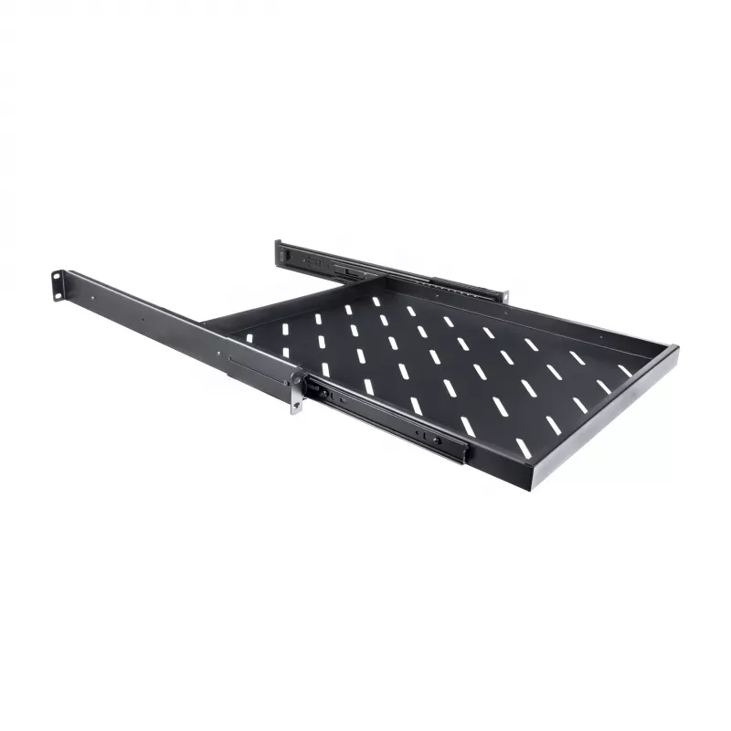 RACKTEL RL-P800W Prateleira deslizante 19 polegadas 1U para armários de 800 mm de profundidade, capacidade de carga 50 kg, preto