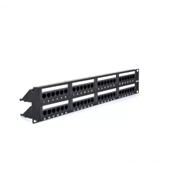 RACKTEL RL-PP4885E Patch panel Cat.5e UTP 48 portas 2U 19 polegadas preto
