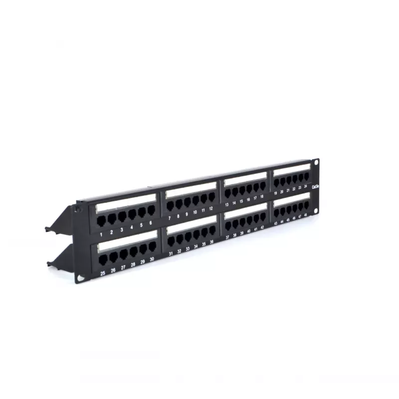 RACKTEL RL-PP4885E Patch panel Cat.5e UTP 48 portas 2U 19 polegadas preto