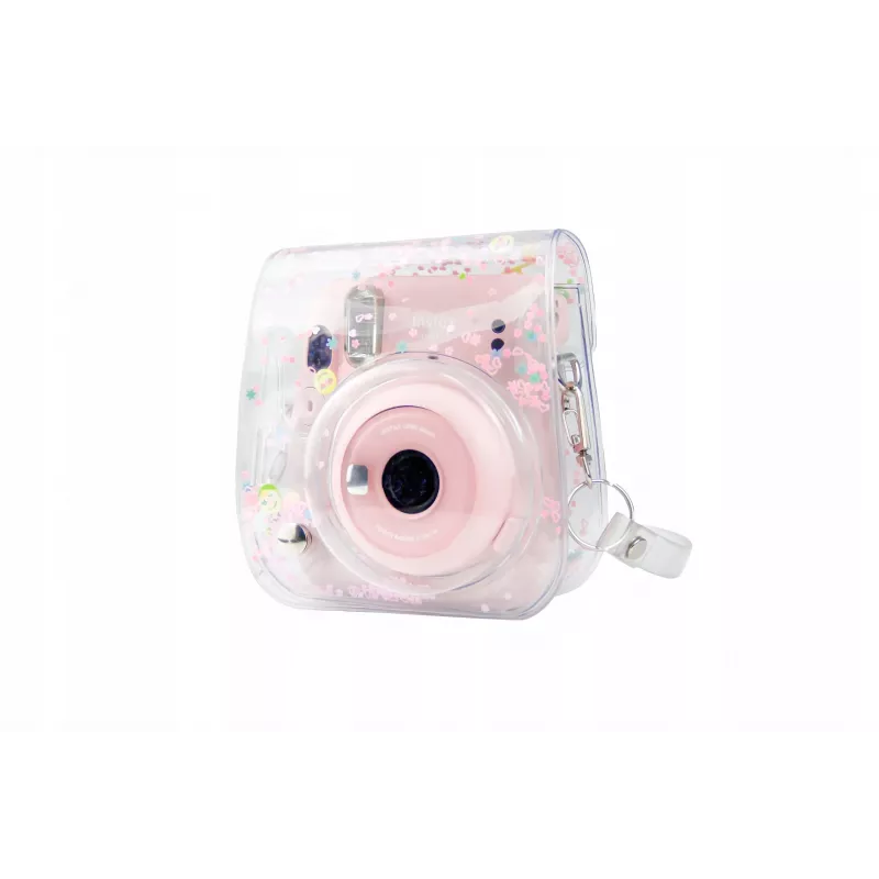 LOVEINSTANT Capa de proteção para Fujifilm Instax Mini 11 - transparente com lantejoulas rosa