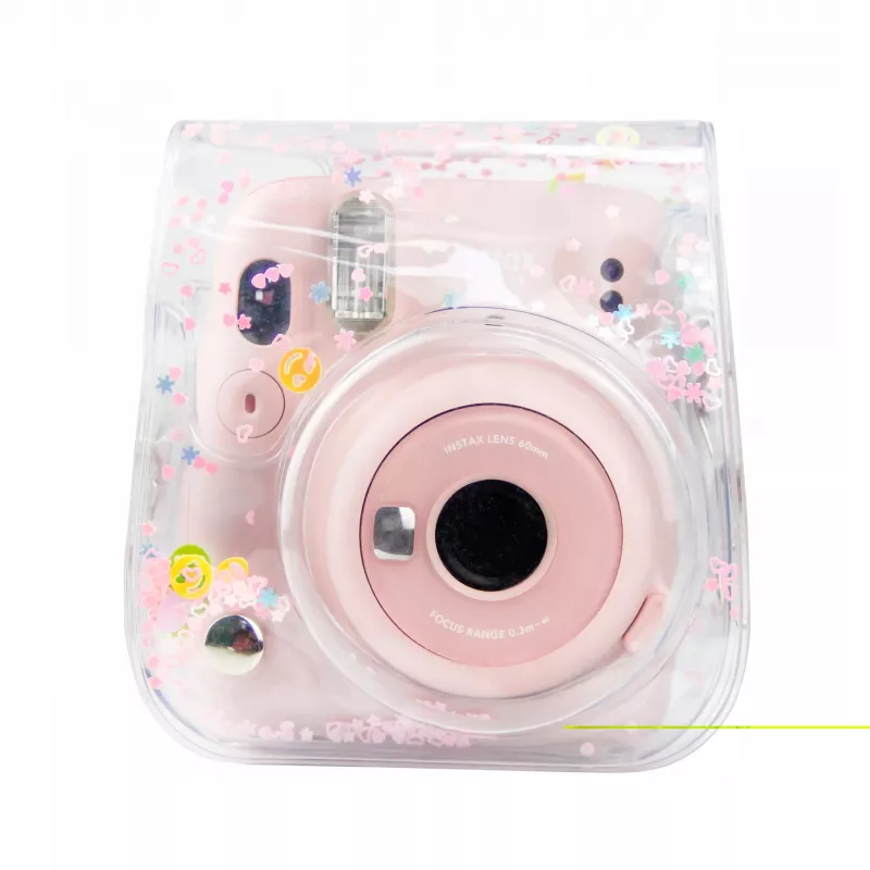 LOVEINSTANT Capa de proteção para Fujifilm Instax Mini 11 - transparente com lantejoulas rosa