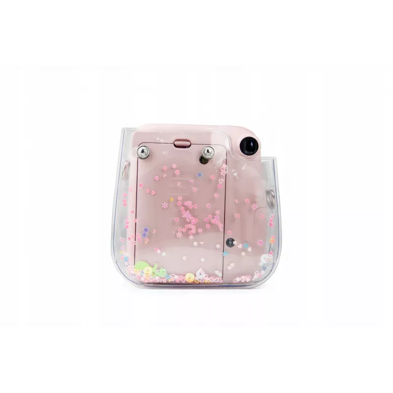 LOVEINSTANT Capa de proteção para Fujifilm Instax Mini 11 - transparente com lantejoulas rosa