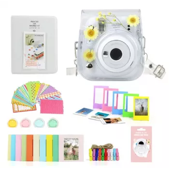 Conjunto de acessórios LOVEINSTANT 8 em 1 para Fujifilm Instax Mini 11 - Design: Camomila seca