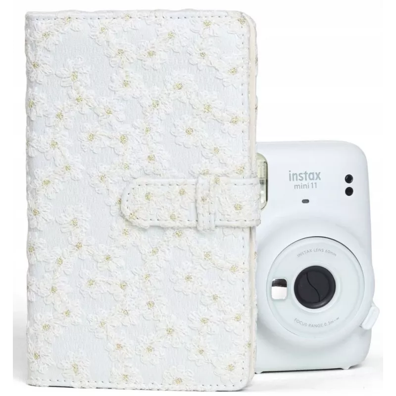 LOVEINSTANT álbum de fotografias para Fujifilm Instax Mini / Xiaomi / Polaroid / Canon / HP / Kodak - branco bordado