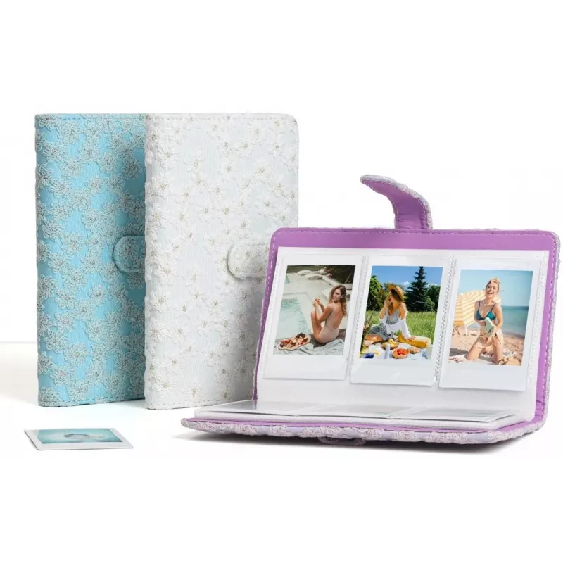 LOVEINSTANT álbum de fotografias para Fujifilm Instax Mini / Xiaomi / Polaroid / Canon / HP / Kodak - branco bordado