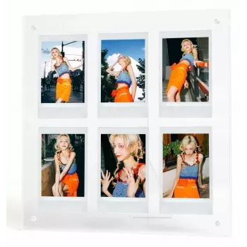 LOVEINSTANT porta-fotografias para 6 fotografias, compatível com Fujifilm Instax Mini / Xiaomi / Polaroid / Canon / HP / Kodak - zinco / transparente