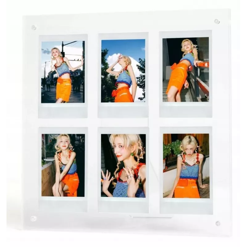 LOVEINSTANT porta-fotografias para 6 fotografias, compatível com Fujifilm Instax Mini / Xiaomi / Polaroid / Canon / HP / Kodak - zinco / transparente