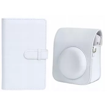 LOVEINSTANT conjunto de bolsa para câmara e álbum de fotografias para Fuji Instax Mini 12 - branco (108 fotos)