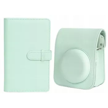 LOVEINSTANT conjunto de capa protetora e álbum de fotografias para Fujifilm Instax Mini 12 - verde (108 fotos)