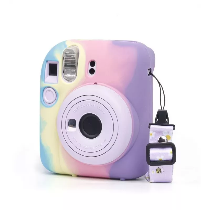 LOVEINSTANT capa protetora de silicone para Fujifilm Instax Mini 12 - arco-íris