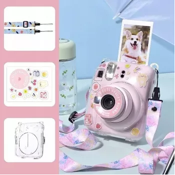 LOVEINSTANT capa para Fujifilm Instax Mini 12 com autocolantes - Yogurt Rabbit