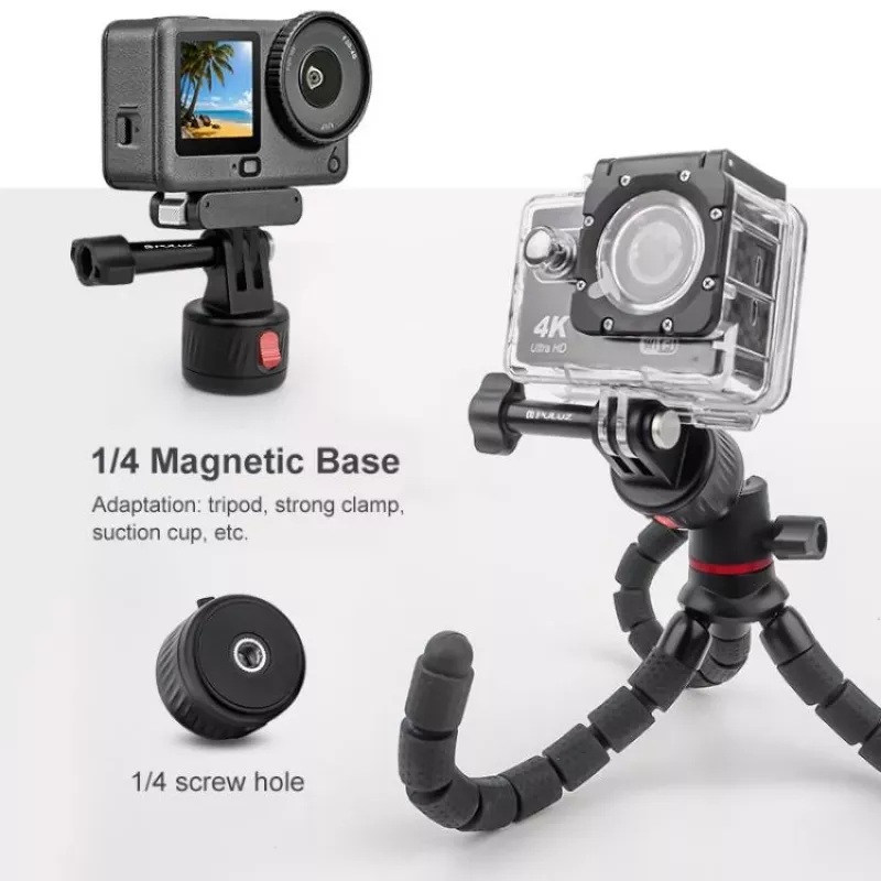 Suporte magnético de libertação rápida PULUZ com rosca de 1/4 polegadas para GoPro Hero 11 10 9 8 7 6 5 4 / SJCAM / Xiaomi / DJI - PU708B