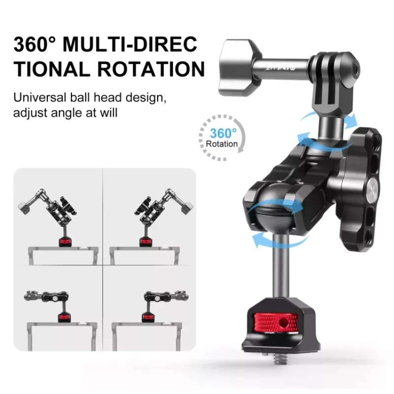 Braço mágico PULUZ com suporte de 1/4 polegadas para GoPro / SJCAM / Xiaomi / DJI / Insta360 PU842B