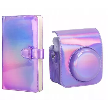 Capa LOVEINSTANT para Fujifilm Instax Mini 12 + álbum de fotos para 96 fotos / Sparkle Purple