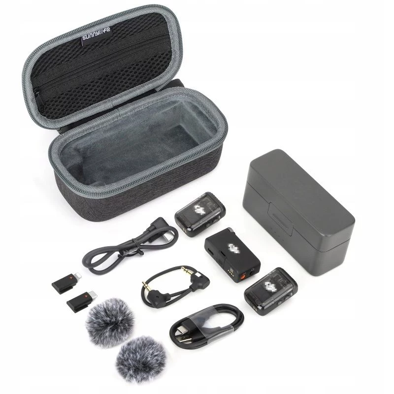 Estojo rígido protetor SUNNYLIFE para DJI Mic 2 / Mic 1 - concha EVA, Preto