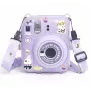 Capa protetora LOVEINSTANT para Fujifilm Instax Mini 12 - design Sweet Rabbit, Lilás Glitter, com autocolantes e bolsa para fotos