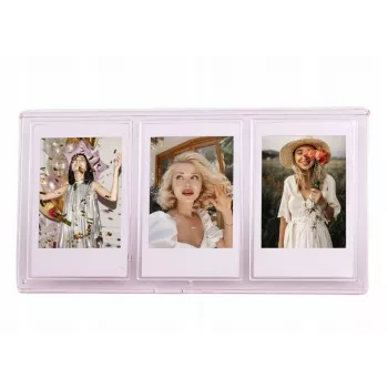 Moldura de mesa LOVEINSTANT para 3 fotos compatível com papel Zink / Fuji Instax Mini - Rosa