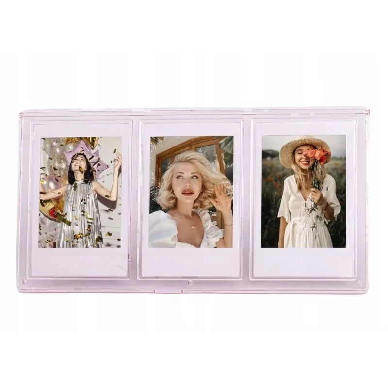 Moldura de mesa LOVEINSTANT para 3 fotos compatível com papel Zink / Fuji Instax Mini - Rosa