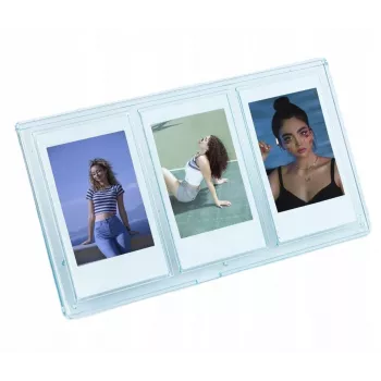 Moldura de mesa LOVEINSTANT para 3 fotos, compatível com Fuji Instax Mini e impressões Zink 2x3 polegadas - Azul