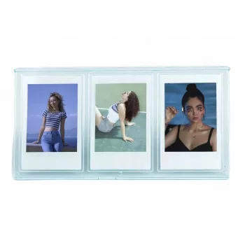 Moldura de mesa LOVEINSTANT para 3 fotos, compatível com Fuji Instax Mini e impressões Zink 2x3 polegadas - Azul