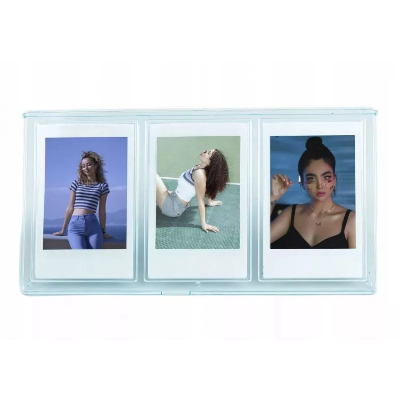 Moldura de mesa LOVEINSTANT para 3 fotos, compatível com Fuji Instax Mini e impressões Zink 2x3 polegadas - Azul