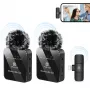 PULUZ PU647B 2x Microfone Lavalier sem fios para iPhone Lightning