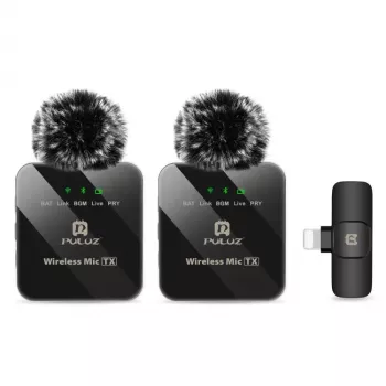 PULUZ PU647B 2x Microfone Lavalier sem fios para iPhone Lightning