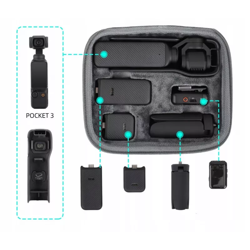 Estojo de Proteção Rígido SUNNYLIFE para DJI Osmo Pocket 3 e acessórios, Preto