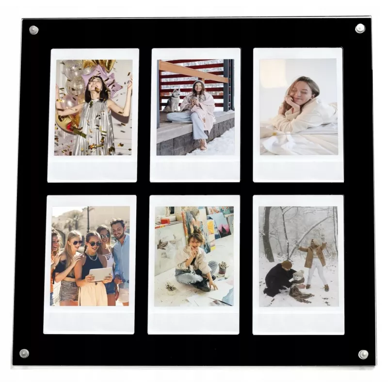 LOVEINSTANT Moldura para 6 fotos compatível com Fujifilm Instax Mini / Xiaomi / Polaroid / Canon / HP / Kodak - Zink / preto