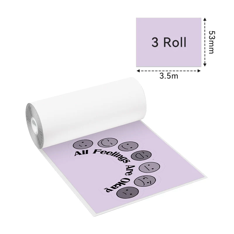 Phomemo Papel térmico para etiquetas 3 rolos em várias cores para T02 M02 PRO M03 M04S