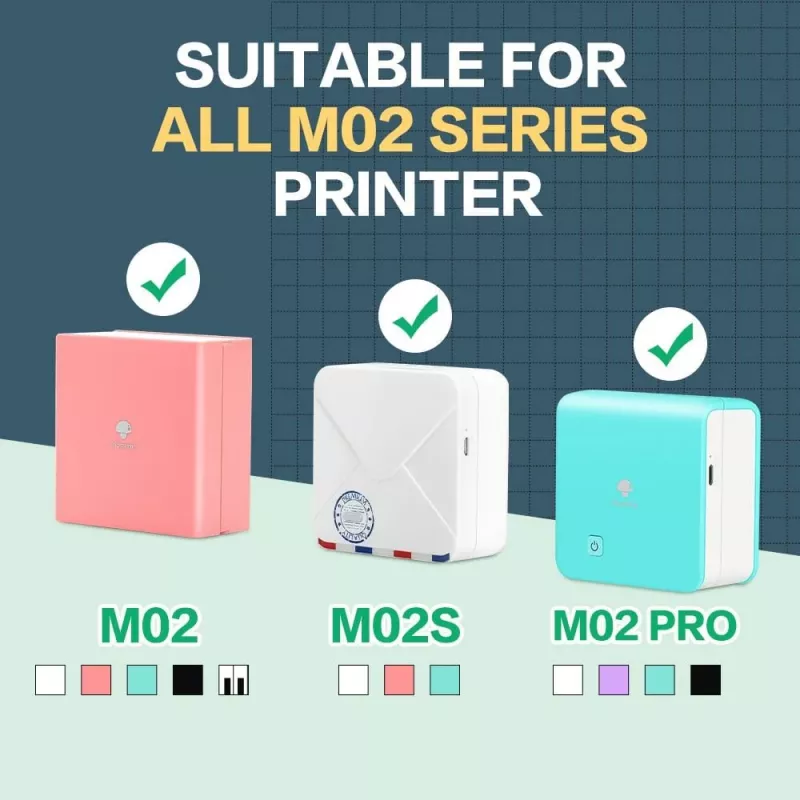 Phomemo Papel térmico para etiquetas 3 rolos em várias cores para T02 M02 PRO M03 M04S