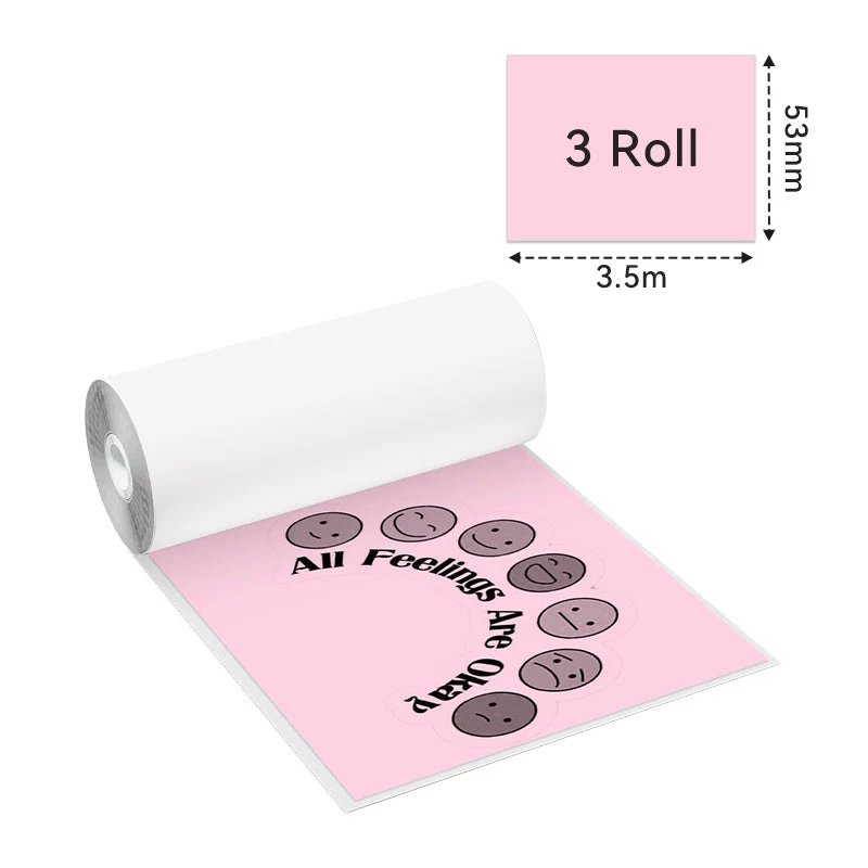 Phomemo Rolos de papel térmico colorido 53mm x 6,5m pack de 3 para T02 M02 PRO M03 M04S