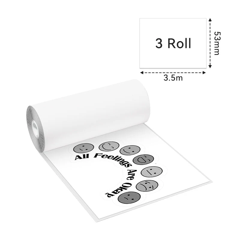Phomemo Rolos de papel autoadesivos pack de 3 para Phomemo T02, M02, M02 Pro, M03, M04S / Q22-RMS2