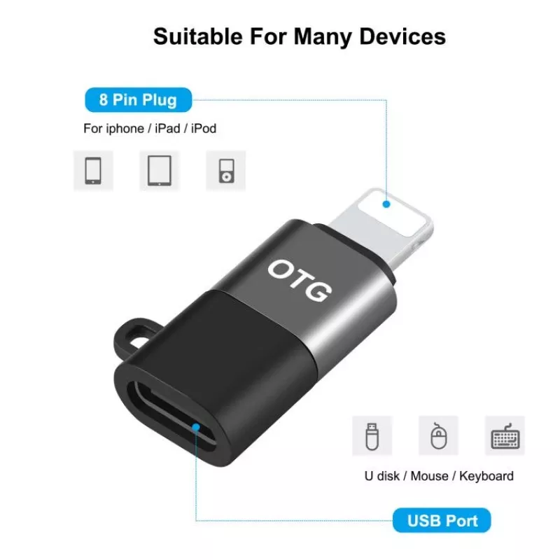 Adaptador OTG PULUZ Lightning para USB-C para iPhone, preto (PU649B)