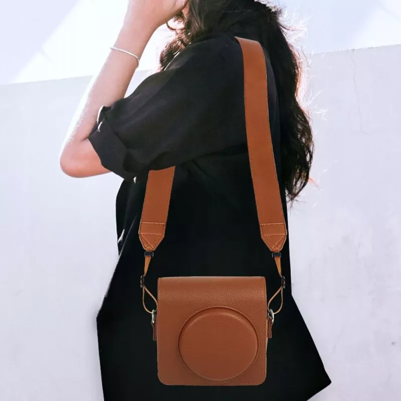 Correia de pescoço/ombro LOVEINSTANT + bolsa fotográfica para Fuji Instax Mini 12 40 11 8 9 99 Evo, castanho