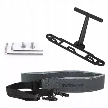 SUNNYLIFE Suporte de alça de pescoço e ombro para comando DJI RC 2 / RC 1 - Tecido de nylon preto com ganchos de liga de alumínio
