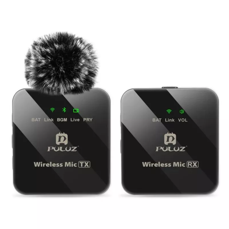 PULUZ PU3153B Microfone Bluetooth sem fios 3,5 mm TRS/TRRS para telefone e câmara