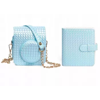 LOVEINSTANT Conjunto 2-em-1: Capa protetora para Fuji Instax Mini 12 + álbum de fotos para 64 fotos, Azul