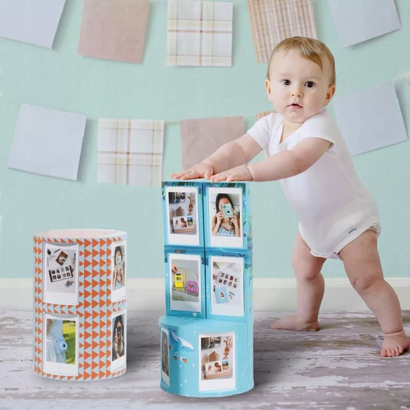 LOVEINSTANT Moldura de fotos cubo dobrável para 24 impressões Instax Mini - Sea Blue